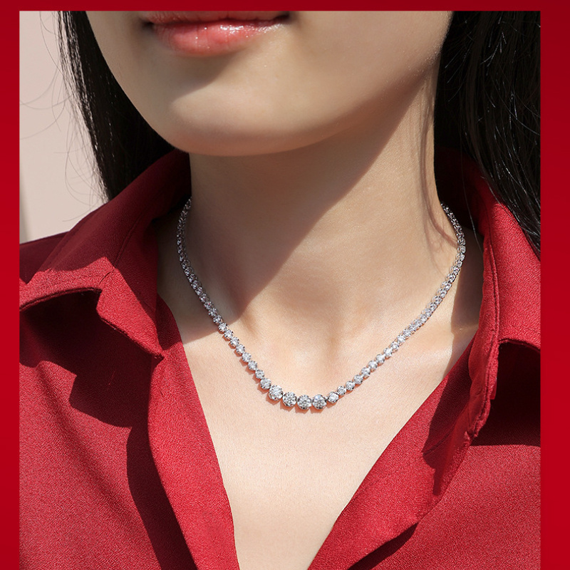 S925 Silver Moissanite Necklace - Light Temperament Clavicle Chain